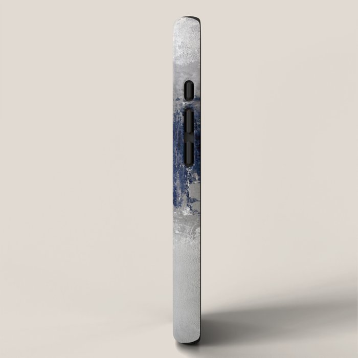 Blue and Gray Abstract Painting  Modern Textured Artwork iPhone Case Gallery Image 2