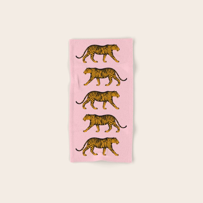 Tigers (Pink and Marigold) Bath Towel Gallery Image 1