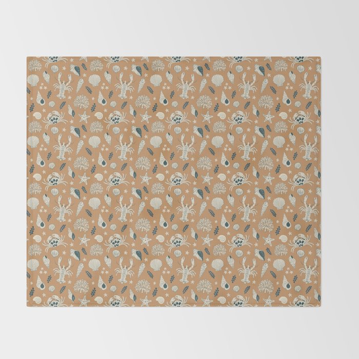 Crustaceans Seashells Throw Blanket Gallery Image 2