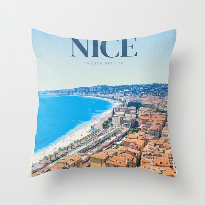 Visit Nice Throw Pillow Gallery Image 1