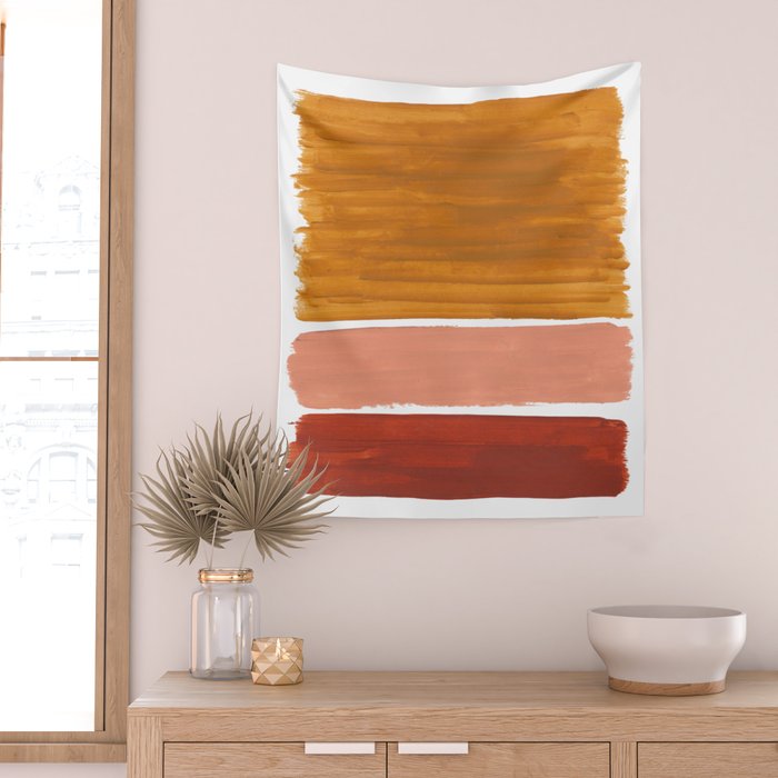 Rothko Minimalist Colorield Warm Earth Tone Yellow Ochre Clay Beige by Ejaaz Haniff Wall Tapestry Gallery Image 2