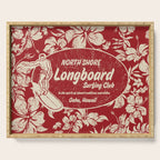 Club Surfing Longboard Surf Logo and Hibiscus Hawaiian Print      Serving Tray Gallery Image 1