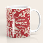 Club Surfing Longboard Surf Logo and Hibiscus Hawaiian Print      Coffee Mug Gallery Image 1