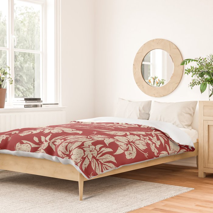 Club Surfing Longboard Surf Logo and Hibiscus Hawaiian Print      Duvet Cover Gallery Image 2