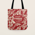 Club Surfing Longboard Surf Logo and Hibiscus Hawaiian Print      Tote Bag Gallery Image 1