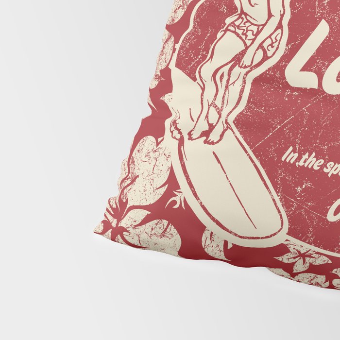 Club Surfing Longboard Surf Logo and Hibiscus Hawaiian Print      Pillow Sham Gallery Image 4