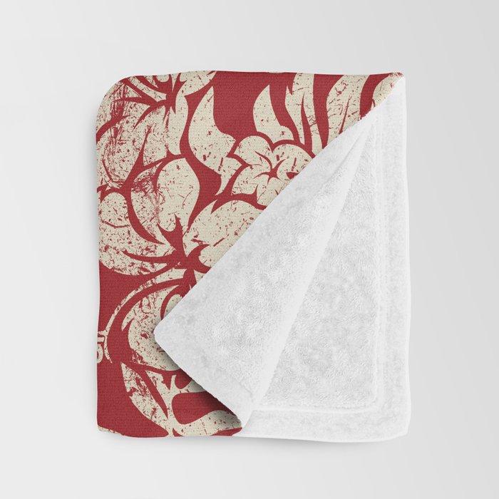 Club Surfing Longboard Surf Logo and Hibiscus Hawaiian Print      Throw Blanket Gallery Image 3