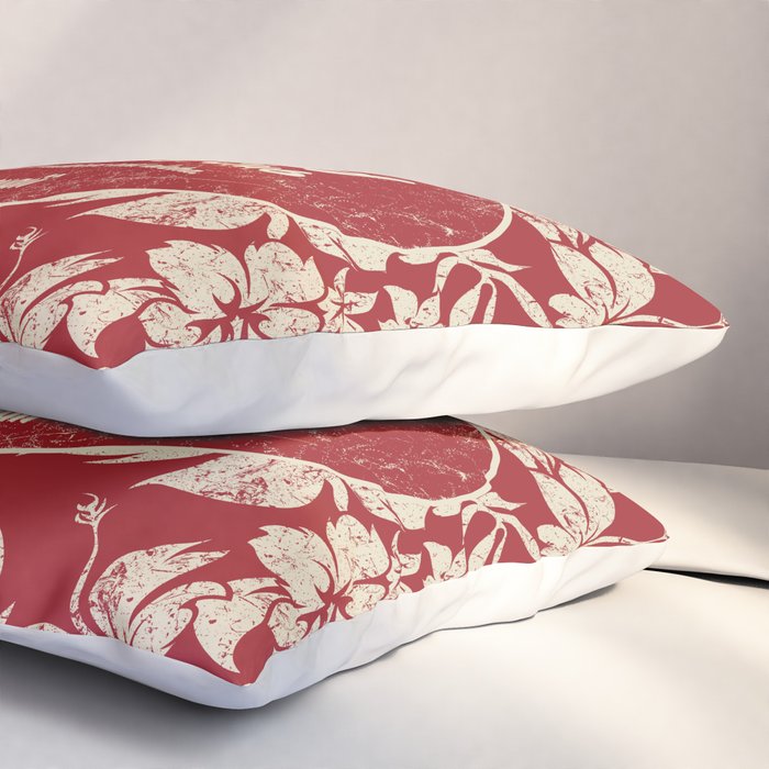 Club Surfing Longboard Surf Logo and Hibiscus Hawaiian Print      Pillow Sham Gallery Image 3