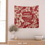 Club Surfing Longboard Surf Logo and Hibiscus Hawaiian Print      Wall Tapestry Gallery Image 2