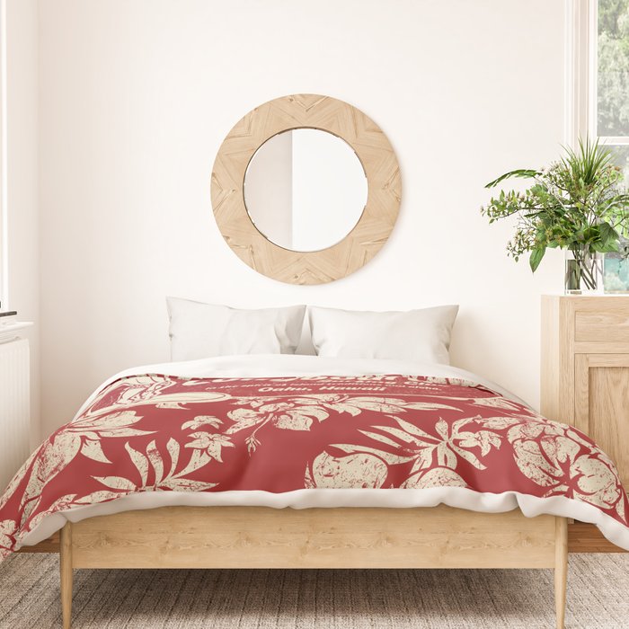 Club Surfing Longboard Surf Logo and Hibiscus Hawaiian Print      Duvet Cover Gallery Image 3