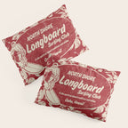 Club Surfing Longboard Surf Logo and Hibiscus Hawaiian Print      Pillow Sham Gallery Image 3