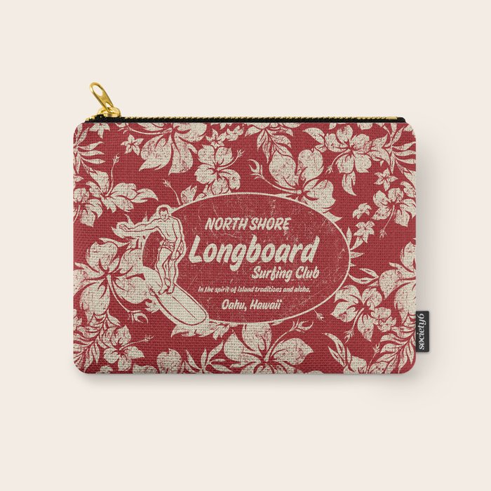 Club Surfing Longboard Surf Logo and Hibiscus Hawaiian Print      Carry All Pouch Gallery Image 1