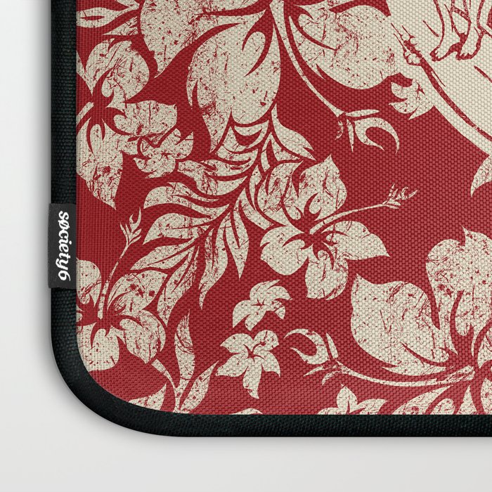 Club Surfing Longboard Surf Logo and Hibiscus Hawaiian Print      Laptop Sleeve Gallery Image 3