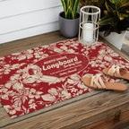 Club Surfing Longboard Surf Logo and Hibiscus Hawaiian Print      Outdoor Rug Gallery Image 2