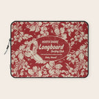 Club Surfing Longboard Surf Logo and Hibiscus Hawaiian Print      Laptop Sleeve Gallery Image 1