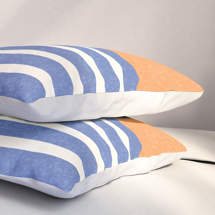 Beach Horizon Lines orange blue Pillow Sham Gallery Image 3