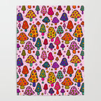 Smiley Mushrooms Print in Pink Poster Gallery Image 4