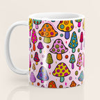 Smiley Mushrooms Print in Pink Coffee Mug Gallery Image 3