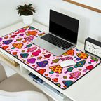Smiley Mushrooms Print in Pink Desk Mat Gallery Image 2