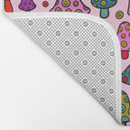 Smiley Mushrooms Print in Pink Bath Mat Gallery Image 2