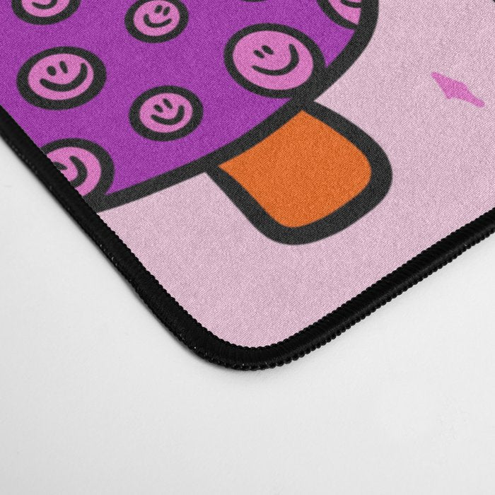 Smiley Mushrooms Print in Pink Desk Mat Gallery Image 4