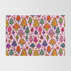 Smiley Mushrooms Print in Pink Rug Gallery Image 2