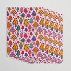 Smiley Mushrooms Print in Pink Wrapping Paper Gallery Image 3