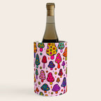 Smiley Mushrooms Print in Pink Wine Chiller Gallery Image 1
