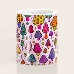 Smiley Mushrooms Print in Pink Coffee Mug Gallery Image 4