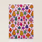 Smiley Mushrooms Print in Pink Stationery Card Gallery Image 2