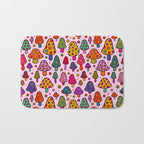 Smiley Mushrooms Print in Pink Bath Mat Gallery Image 1