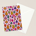 Smiley Mushrooms Print in Pink Stationery Card Gallery Image 2