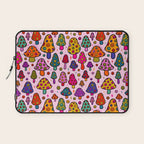 Smiley Mushrooms Print in Pink Laptop Sleeve Gallery Image 1