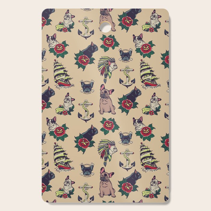 French  Bulldog Tattoo Cutting Board Gallery Image 1