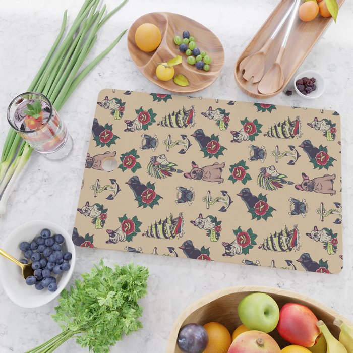 French  Bulldog Tattoo Cutting Board Gallery Image 2