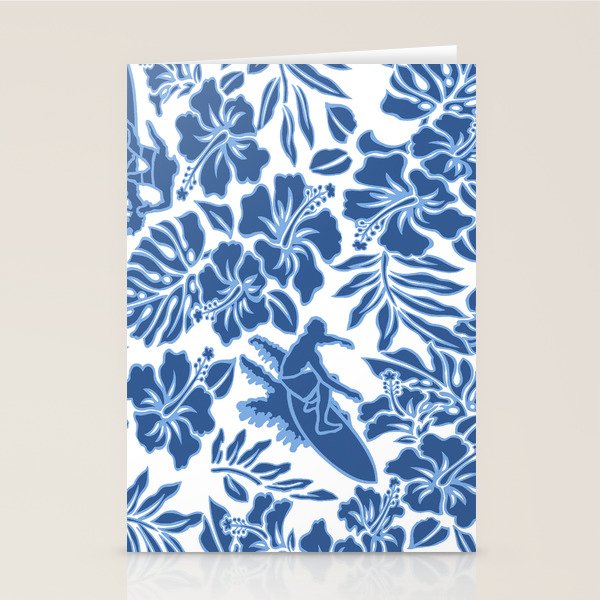 Surf Pareau Hawaiian Hibiscus Aloha Shirt Print Stationery Card Gallery Image 1