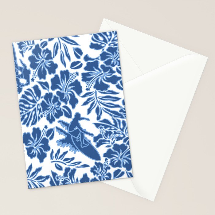Surf Pareau Hawaiian Hibiscus Aloha Shirt Print Stationery Card Gallery Image 2