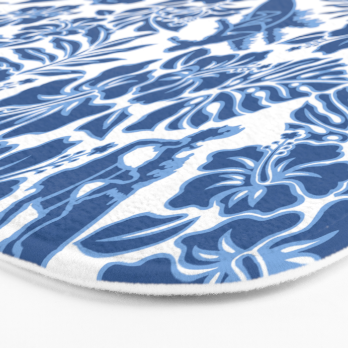 Surf Pareau Hawaiian Hibiscus Aloha Shirt Print Bath Mat Gallery Image 3