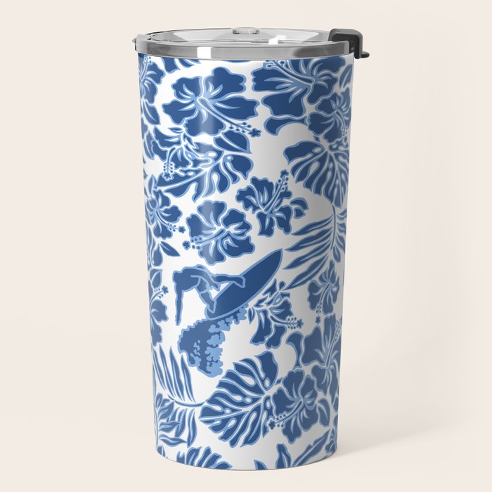 Surf Pareau Hawaiian Hibiscus Aloha Shirt Print Travel Mug Gallery Image 2