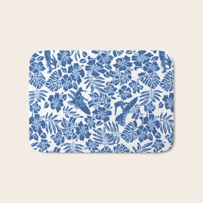 Surf Pareau Hawaiian Hibiscus Aloha Shirt Print Bath Mat Gallery Image 1