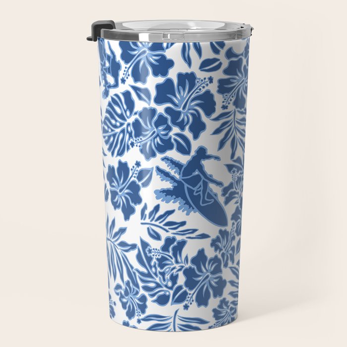 Surf Pareau Hawaiian Hibiscus Aloha Shirt Print Travel Mug Gallery Image 3