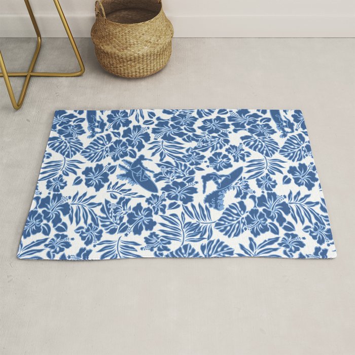 Surf Pareau Hawaiian Hibiscus Aloha Shirt Print Rug Gallery Image 1