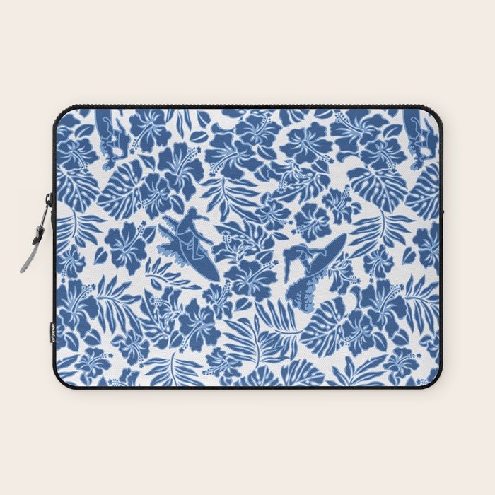 Surf Pareau Hawaiian Hibiscus Aloha Shirt Print Laptop Sleeve Gallery Image 1