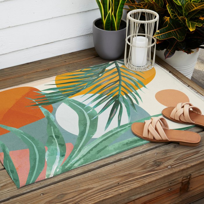 Leaf Design 02 Outdoor Rug Gallery Image 2