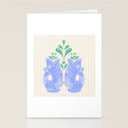 Retro Gurgle Fish Vases On Stripes - Blue And Teal Stationery Card Gallery Image 2