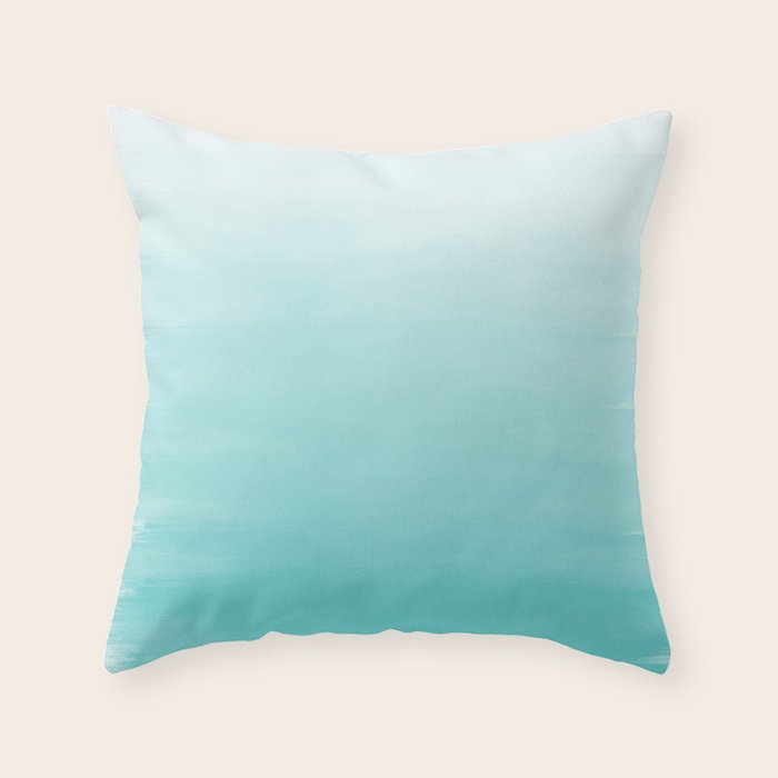 Modern teal watercolor gradient ombre brushstrokes pattern Throw Pillow Gallery Image 6