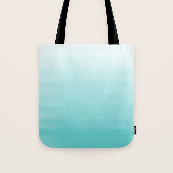 Modern teal watercolor gradient ombre brushstrokes pattern Tote Bag Gallery Image 1