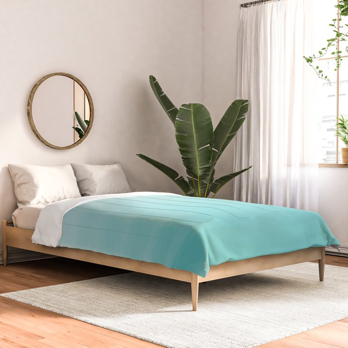 Modern teal watercolor gradient ombre brushstrokes pattern Comforter Gallery Image 2