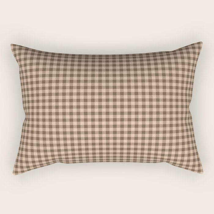 Cozy Amberlight Coffee Gingham Check Rectangular Pillow Gallery Image 2