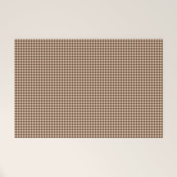 Cozy Amberlight Coffee Gingham Check Welcome Mat Gallery Image 1